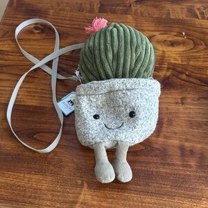 Jellycat Amuseables Cactus Plush Zippered Bag with Gray Pot - NWT